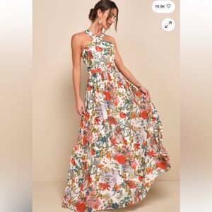 Lulu's Floral Halter Maxi Dress